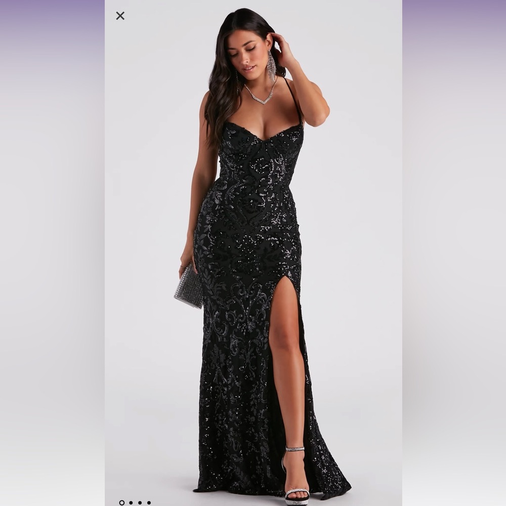 black sequin formal/prom dress